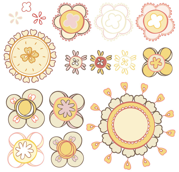 Set elements of abstract flowers - Vector, Image