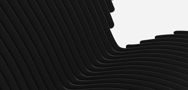 Fond d'écran lignes abstraites courbes courbes rayures noir et blanc fond moderne toile de fond abstrait illustration 3D - Photo, image