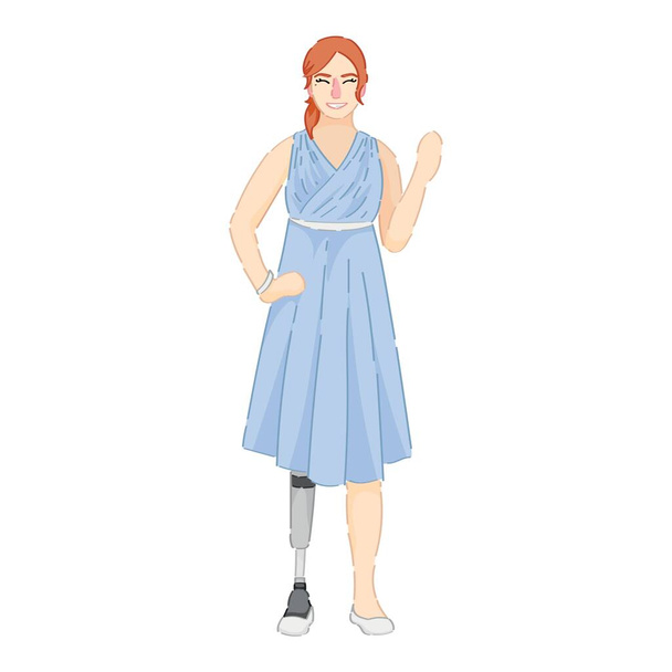 白い背景に義足の女性 - ベクター画像