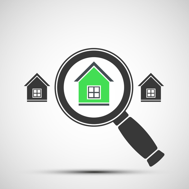 Vector image of a magnifying glass and Real Estate - Vector, Imagen