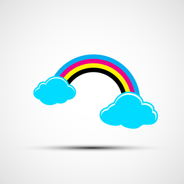 Vector logo CMYK-regenboog en wolken - Vector, afbeelding