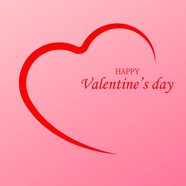 Valentine's day greeting card, love heart poster, banner in flat style. - Vetor, Imagem