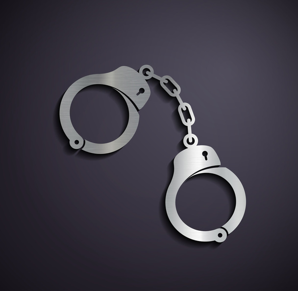 Flat metallic logo handcuffs. - Vector, imagen