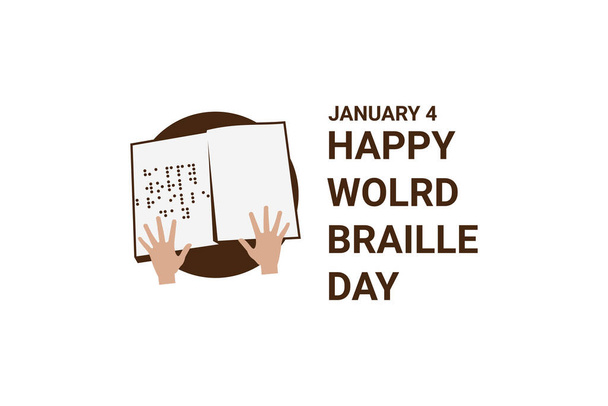 Január 4. Boldog világnapot Braille Day vektor illusztráció. Alkalmas üdvözlőlap, poszter és banner. - Vektor, kép