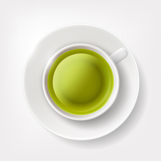 White cup of green tea. - ベクター画像
