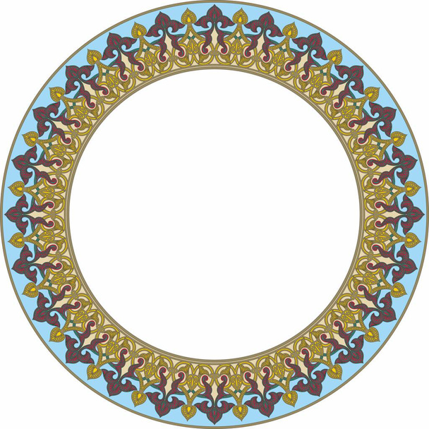 Vektorin värinen pyöreä itämainen koriste. Arabialainen kuviollinen ympyrä Iranin, Irakin, Turkin, Syyrian. Persian runko, raja. - Vektori, kuva