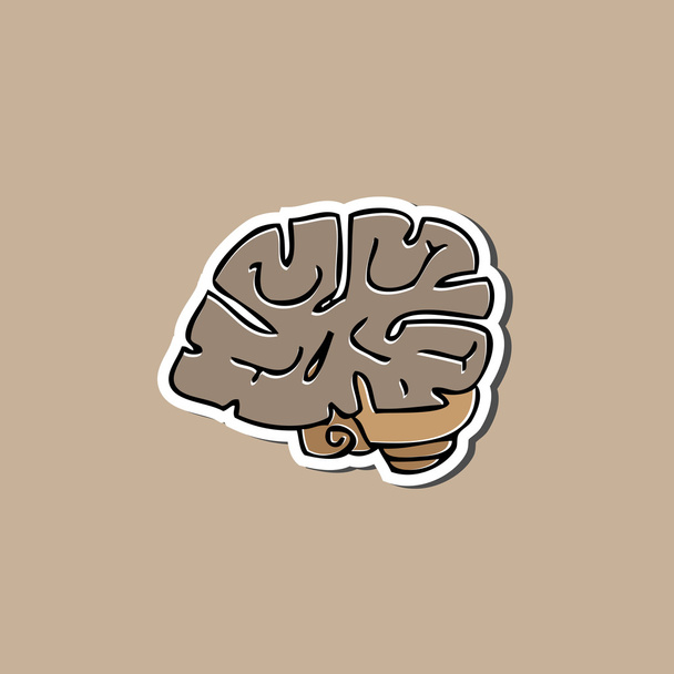Brain sticker drawing cartoon - Vector, Image