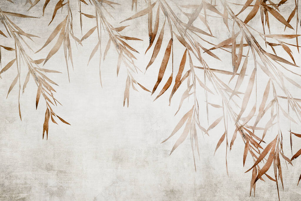 Papel de parede tropical, árvores tropicais e folhas, design de papel de parede para impressão digital- ilustração 3d - Foto, Imagem