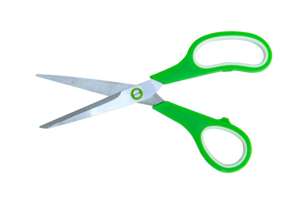 Green scissor isolated on white - Photo, Image