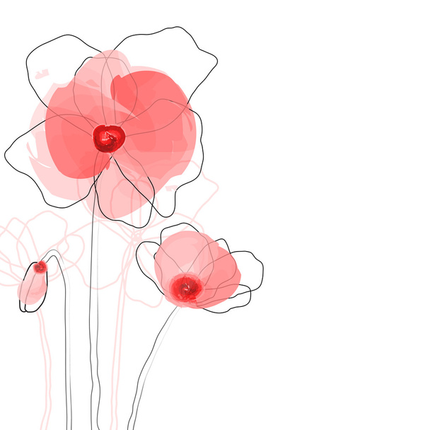 Абстрактные цветы мака
 - Вектор,изображение