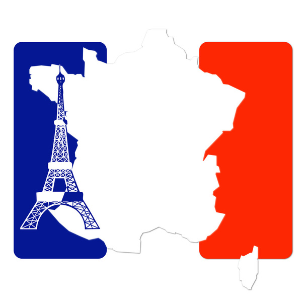 Franciaország színű zászló és az Eiffel-torony - Fotó, kép