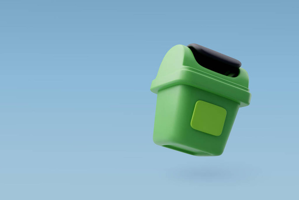3d Vector Green Trash bin or basket, Recycling icon, Office and Business concept. - Vector, afbeelding