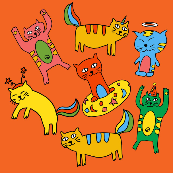 Katze Fantasie Zeichnung Bild für Tier oder Haustier concep - Vektor, Bild