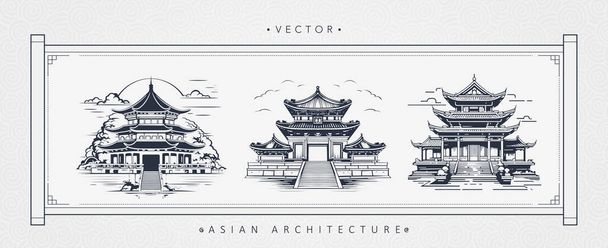 Chinese ancient architecture tower art - Vettoriali, immagini