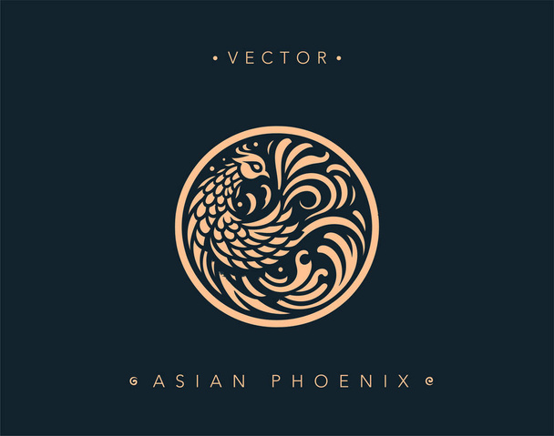 Elegant Asian Phoenix Vector Artwork - Vektör, Görsel