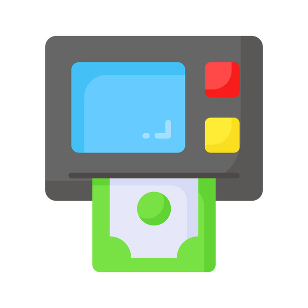The ATM icon represents a machine that dispenses cash and allows customers to perform banking transactions. Modern icon of atm machine - Vektori, kuva