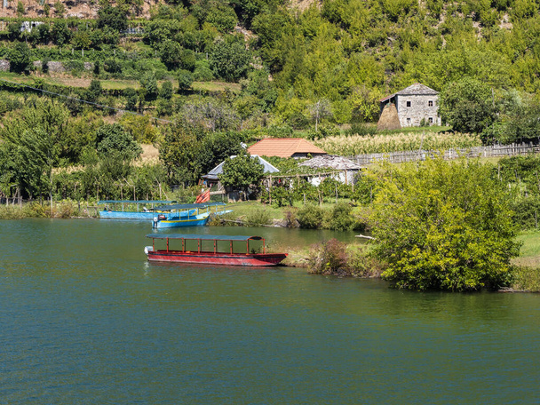 Koman lake in Albania - Fotoğraf, Görsel