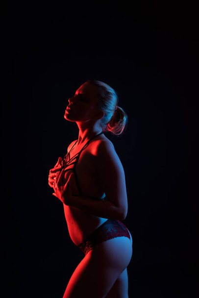 Seductive body of nude woman. Naked sensual beautiful female. Artistic silhouette photo. - Photo, Image