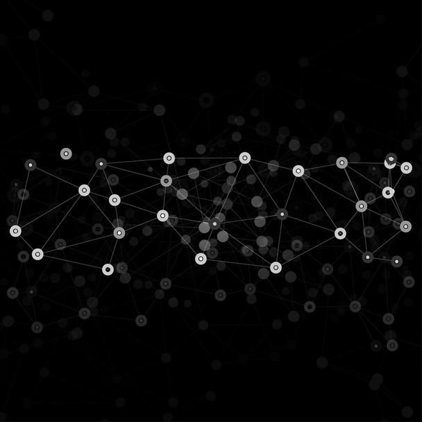 Molecule structure, black background for communication, science vector illustration - Vector, Image