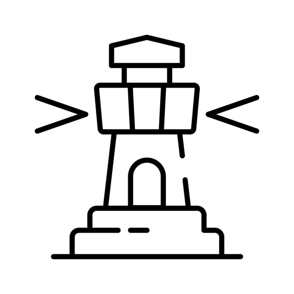 A tower containing a beacon light to warn or guide ships at sea, well designed icon of lighthouse - Vector, Image