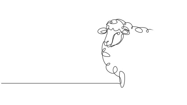 dessin animé continu unique ligne de moutons domestiques, animation d'art de ligne - Séquence, vidéo