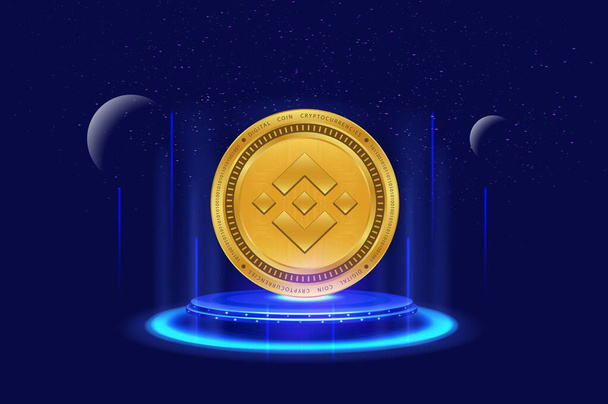 binance-bnb virtual currency image in the digital background. 3d illustrations. - Photo, Image