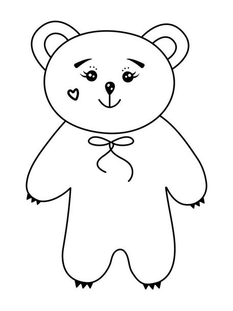 Kawaii black and white bear, cute preppy monochrome illustration - Vector, Imagen