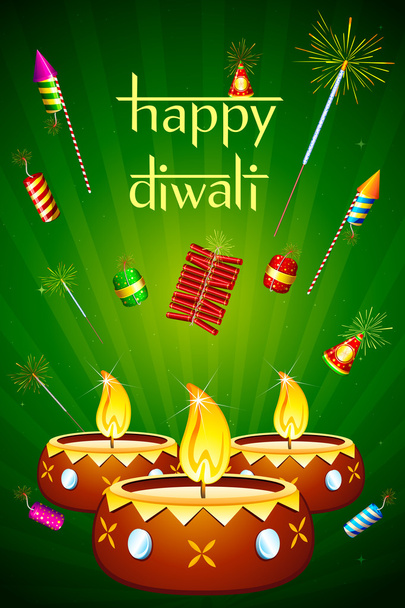 Diwali Diya con galleta de fuego
 - Vector, imagen