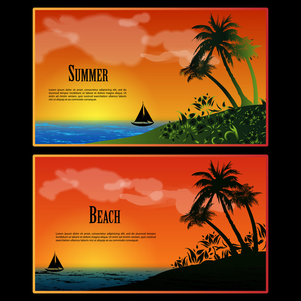 Summer Beach Banner Set - Vector, Imagen