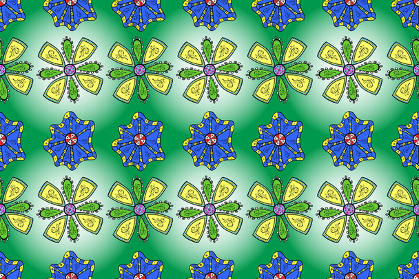 Magnifique motif en tissu. Motif floral aquarelle, fleurs délicates, fleurs neutres, bleues et vertes, modèle de carte de vœux. - Photo, image