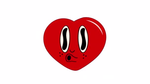 Animazione Carino viso Cartoon heart. Cartone animato 2d. Video 4K, trasparenza canale alfa per il web desig. - Filmati, video