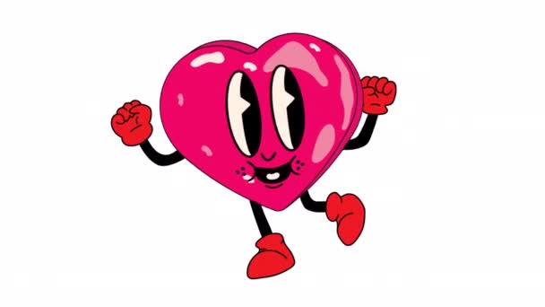 Animation Heart. 30s cartoon mascot character. 2d cartoon. 4K video footage, alpha channel transparency for web design. - Footage, Video