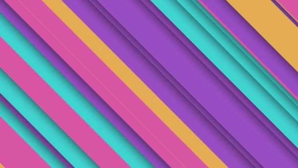 Fondo a rayas coloridas de moda con rayas diagonales en movimiento suave en tonos de color vibrantes. Esta animación de fondo de movimiento abstracto simple es 4K y un bucle sin fisuras. - Metraje, vídeo