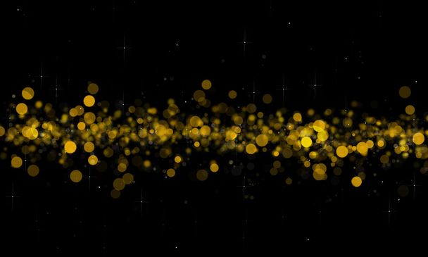 Gold and yellow glitter sparkle on black background - Photo, Image