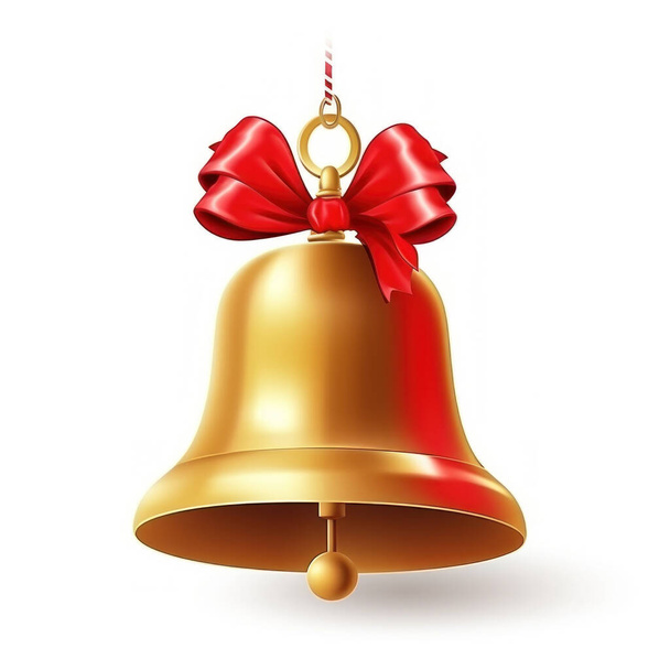 illustrazione di una campana d'oro con un nastro rosso - Foto, immagini