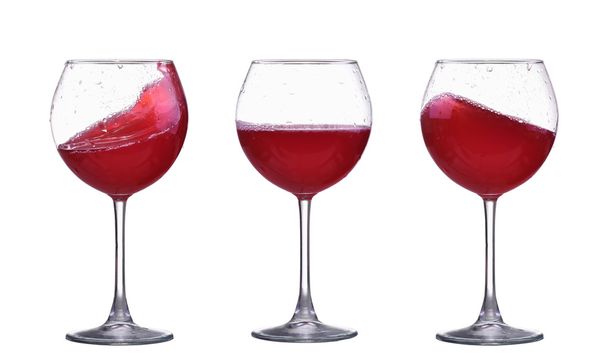 Set of red wine glass splash isolated on white - Photo, Image