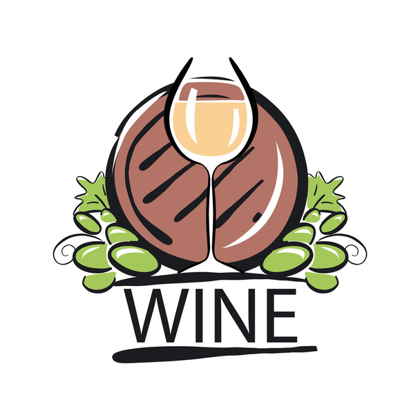 vector logo barril de vino blanco y la vid
 - Vector, Imagen