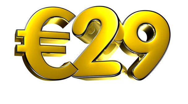 29 Euro figura oro 3D illustrazione su sfondo bianco hanno percorso di lavoro. Segnali pubblicitari. Progettazione del prodotto. Vendite di prodotti. - Foto, immagini
