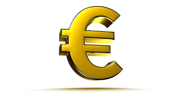 Icon Euro Figur Gold 3D-Illustration auf weißem Hintergrund haben Arbeitsweg. Werbeschilder. Produktdesign. Produktverkauf. - Foto, Bild
