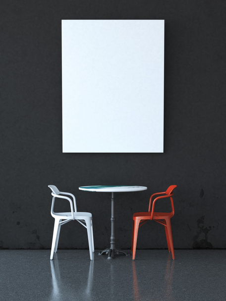 Blank poster on wall. 3d rendering - Foto, immagini