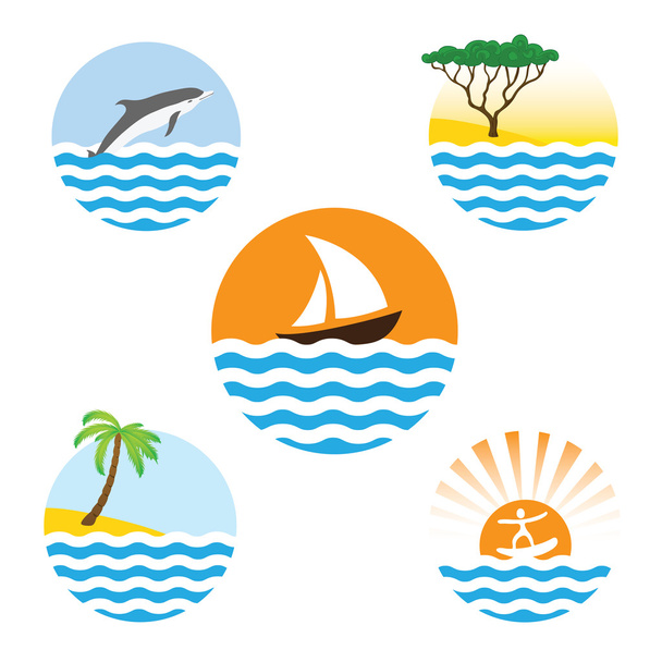 Set of sea logos - Vettoriali, immagini