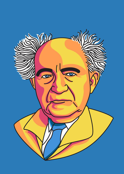 David Ben-Gurion (1886-1973) - pierwszy premier Izraela i przywódca syjonistyczny; Ilustracja w nowoczesnym stylu wektorowym - Wektor, obraz