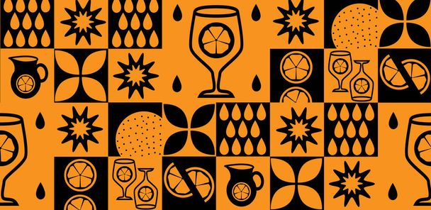Geometric vector pattern in Scandinavian style. Orange juice. Graphic design background illustration. - Vector, Image