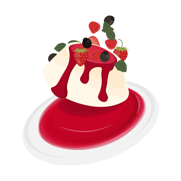 Logo Illustration Schweben Italienische Dessert Panna cotta - Vektor, Bild
