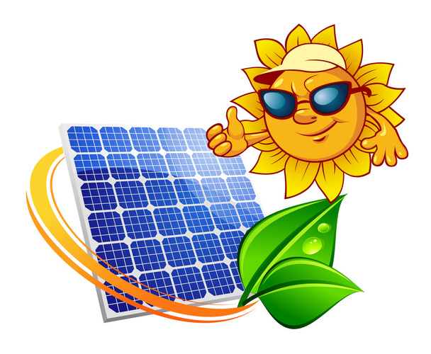 Cartoon zon voor zonnepaneel - Vector, afbeelding