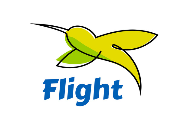 Πράσινο και κίτρινο κολιβρίων κατά την πτήση - Διάνυσμα, εικόνα
