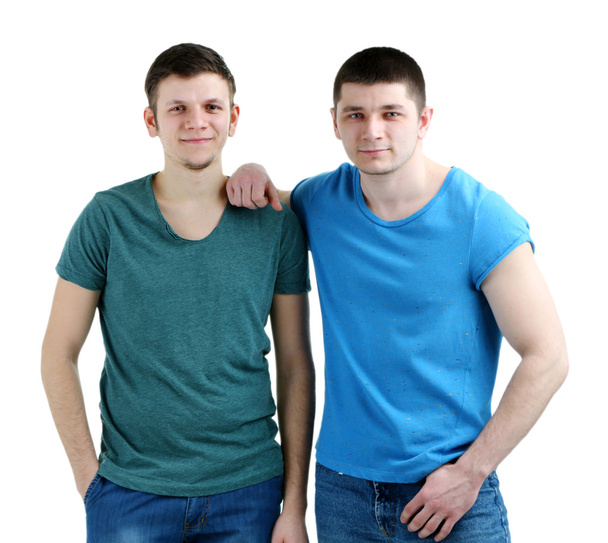 Two handsome young men isolated on white - Fotografie, Obrázek