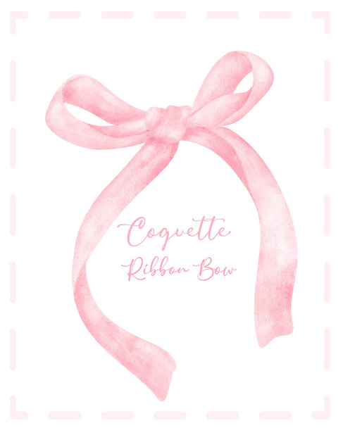 Милий кокетка естетичний рожевий стрічковий лук у вінтажному стилі акварель - Вектор, зображення