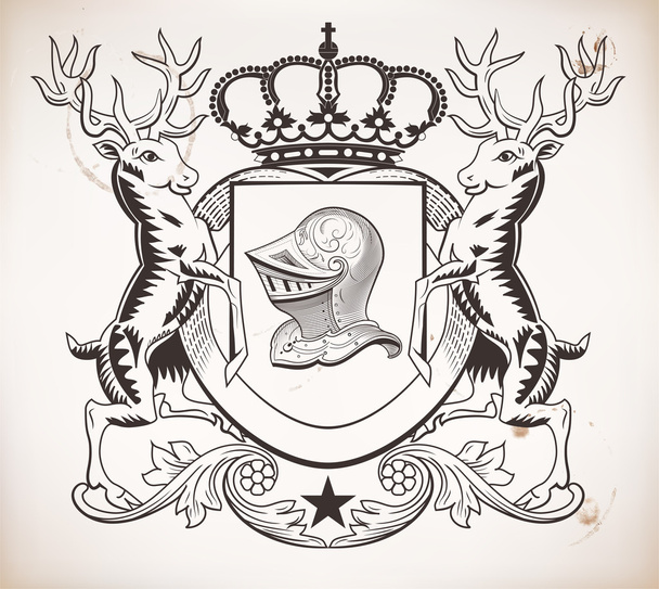 Heraldic shield. Crown and helmet elements - Wektor, obraz
