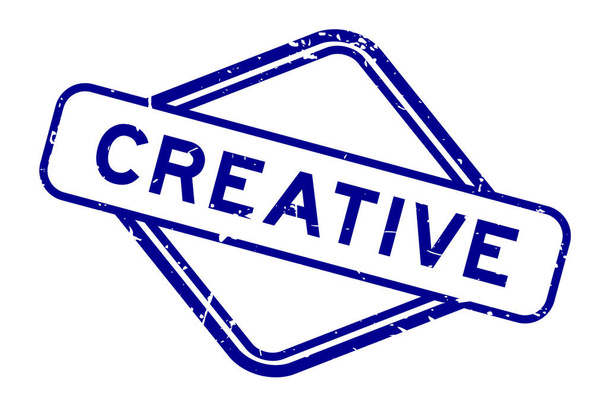 Grunge modré kreativní slovo gumové razítko na bílém pozadí - Vektor, obrázek
